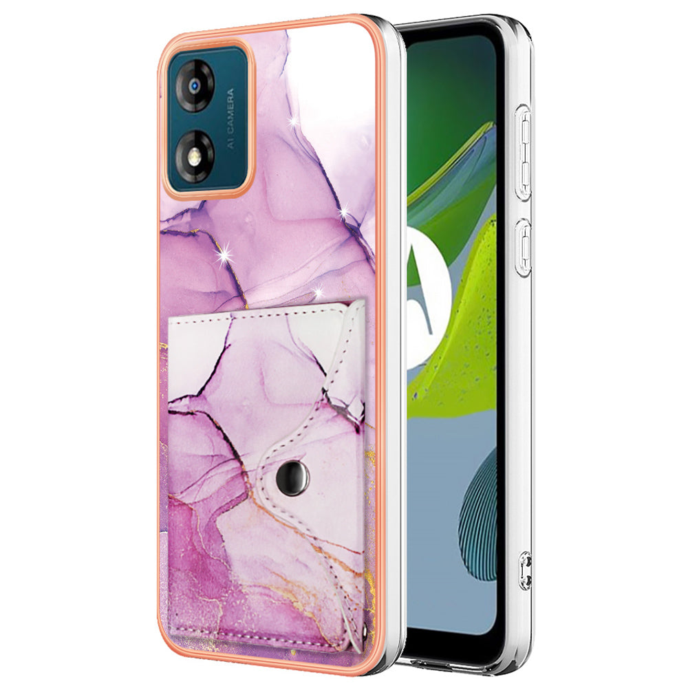 YB Leather Coating Series-9 for Motorola Moto E13 4G Card Case Kickstand IMD Leather+TPU Phone Cover YB Leather Coating Series-9 for Motorola Moto E13 4G Card Case Kickstand IMD Leather+TPU Phone Cover